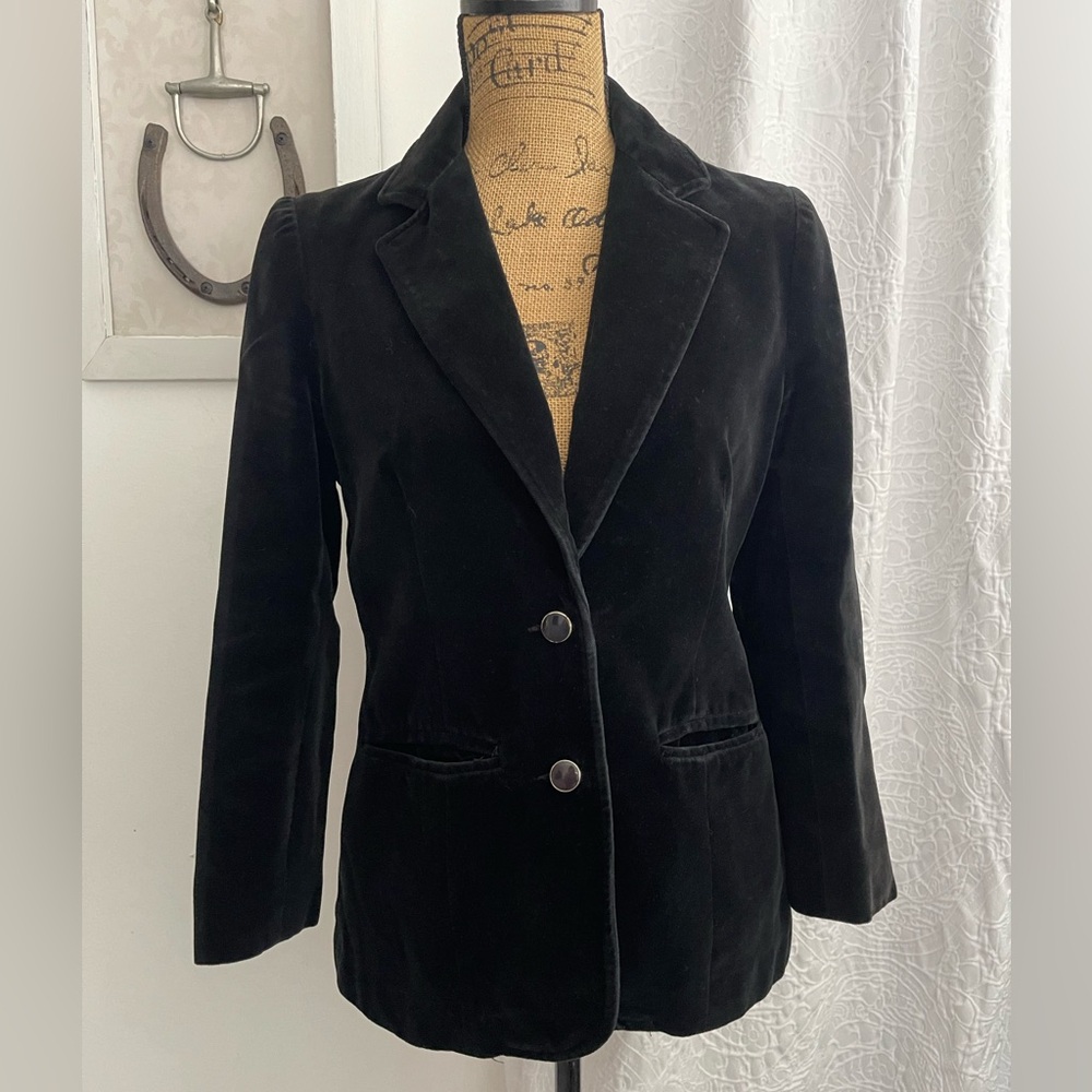 Superb Sportswear Ltd Black Velvet Jacket Blazer Vintage Size 8